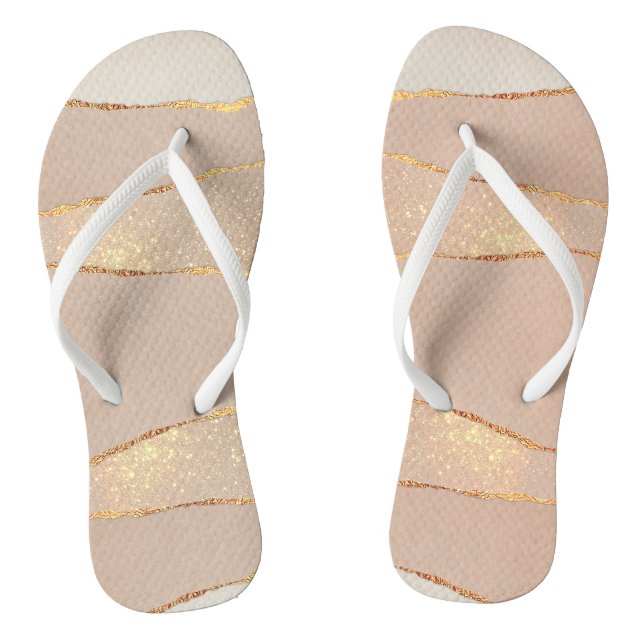 Luxury Glitter Rose Gold Flip Flops (Footbed)