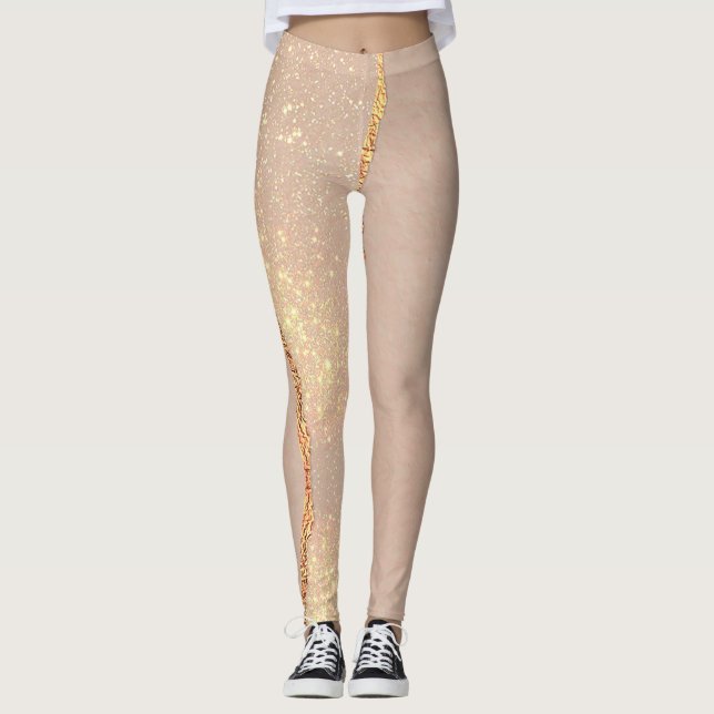 Luxury Glitter Rose Gold Leggings (Front)