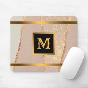 Luxury Glitter Rose Gold Monogrammed Mouse Mat