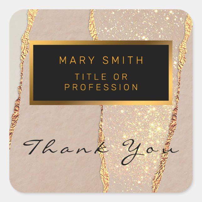 Luxury Glitter Rose Gold Square Sticker (Front)