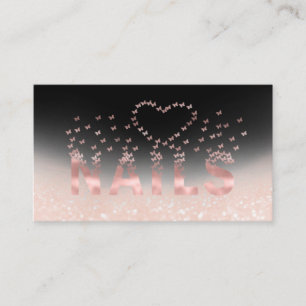 Luxury glittery rose gold butterflies nails logo business card