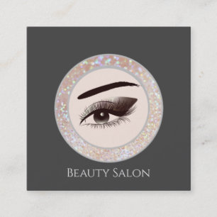 Luxury glittery sparkle circle frame makeup eye square business card