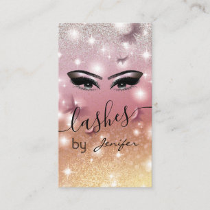 Luxury glittery sparkling butterfly lashes makeup business card