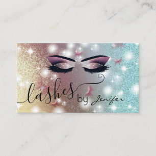 Luxury glittery sparkling butterfly lashes makeup business card