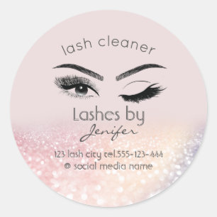 Luxury glittery wink lash extension lash cleaner classic round sticker