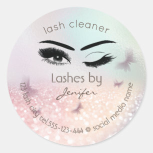 Luxury glittery wink lash extension lash cleaner classic round sticker