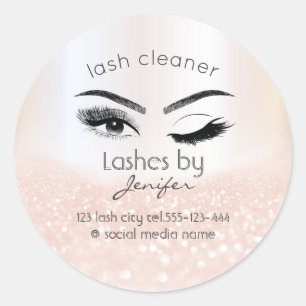 Luxury glittery wink lash extension lash cleaner classic round sticker