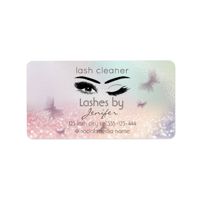 Luxury glittery wink lash extension lash cleaner label (Front)