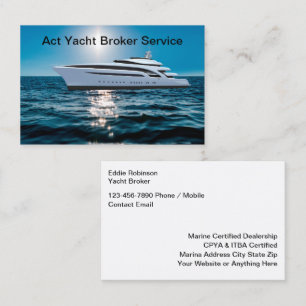 Luxury Glossy Yacht Brokerage Business Cards