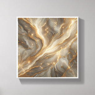 Luxury Glowing Marble Abstract - Golden Glitter Ve Canvas Print