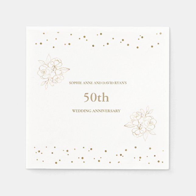 Luxury Gold 50th Wedding Anniversary  Napkin (Front)
