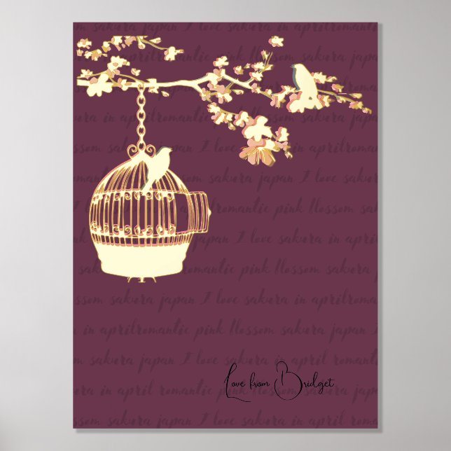 luxury gold abstract modern cherry blossom foil prints (Front)