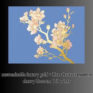luxury gold abstract modern cherry blossom foil prints