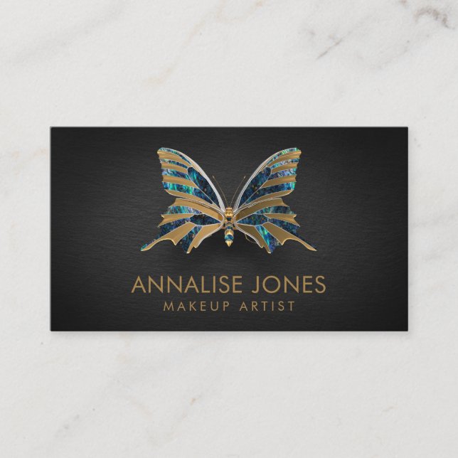 Luxury Gold and Abalone Shell  Butterfly Business Card (Front)