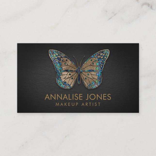 Luxury Gold and Abalone Shell  Butterfly Business Card (Front)