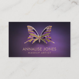 Luxury Gold and Amethyst Butterfly on purple Business Card