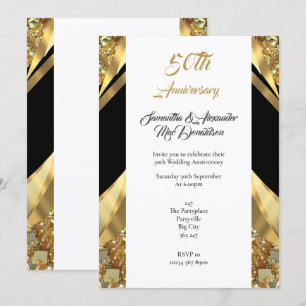 Luxury gold and black 50th wedding anniversary invitation