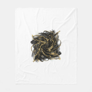 Luxury Gold and Black Abstract Marble Ink Flow Fleece Blanket
