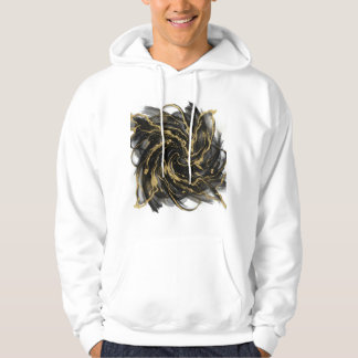 Luxury Gold and Black Abstract Marble Ink Flow Hoodie