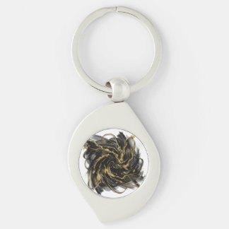 Luxury Gold and Black Abstract Marble Ink Flow Key Ring
