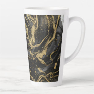 Luxury Gold and Black Abstract Marble  Latte Mug