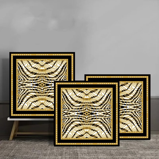 Luxury Gold and Black Abstract Zebra Pattern Tile (Creator Uploaded)