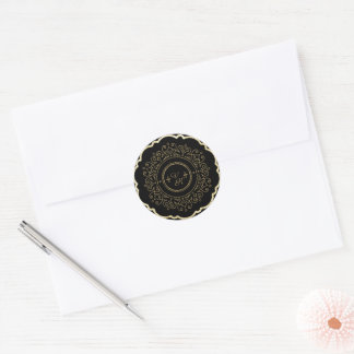 Luxury Gold and Black Classic Round Stickers