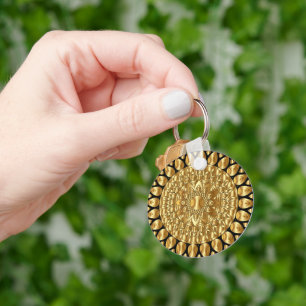Luxury Gold and Black Elegant Faux Glitter Metal Key Ring