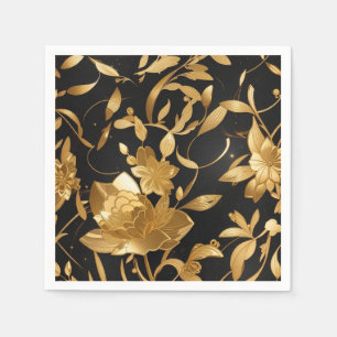 Luxury Gold and Black Floral Napkin