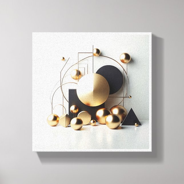 Luxury Gold and Black Geometric Abstract - Modern  Canvas Print (Front)