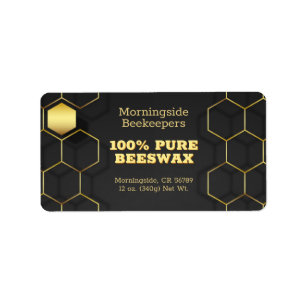 Luxury Gold and Black Honeycomb Product Label