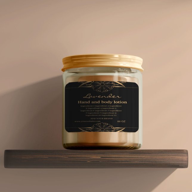Luxury gold and black ingredients  rectangular  square sticker (Creator Uploaded)
