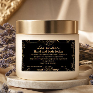 Luxury gold and black ingredients rectangular sticker