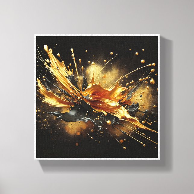 Luxury Gold and Black Liquid Splash - Dynamic High Canvas Print (Front)