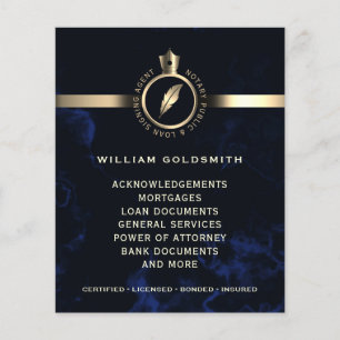 Luxury gold and blue marble notary flyer