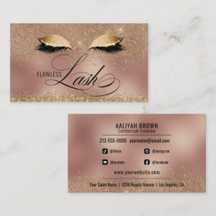Luxury Gold and Copper Eyelash Tech Beauty Salon Business Card