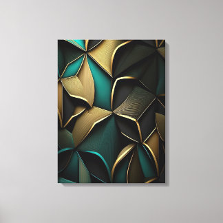 Luxury gold and emerald abstract pattern canvas print