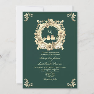 Luxury Gold and Emerald Green Wedding Invitation