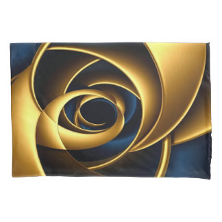 Luxury Gold and Navy Blue Spiral Abstract  Elegant Pillowcase