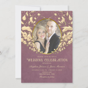 Luxury Gold and Purple Wedding Invitation
