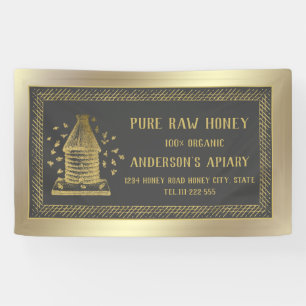 Luxury gold apiary crown bee hive banner