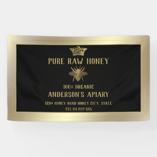 Luxury gold apiary crown honey bee banner