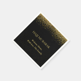 Luxury Gold Arabic Calligraphy Hajj Mubarak  Napkin
