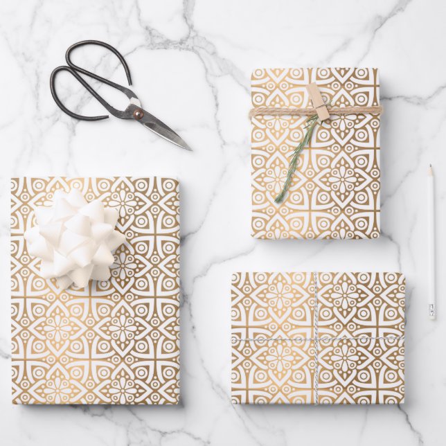 Luxury Gold Arabic Wrapping Paper Sheets  (Front)