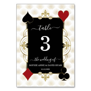 Luxury Gold Art Deco Casino Vegas Wedding  Table Number