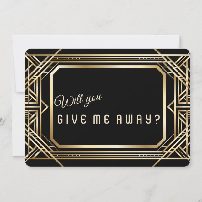 Luxury Gold Art Deco Great  Will You Give Me Away Invitation (Front)