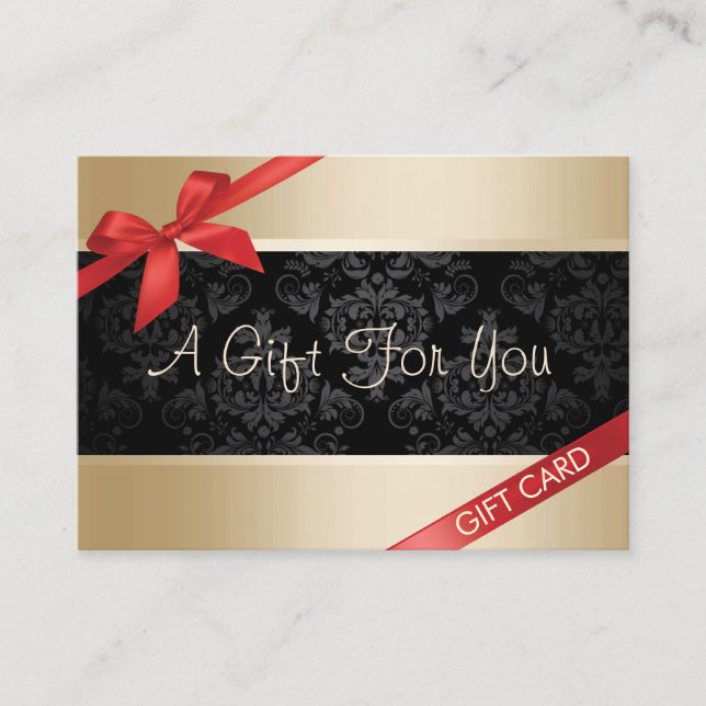 Luxury Gold Background Red Ribbon Gift Certificate (Front)