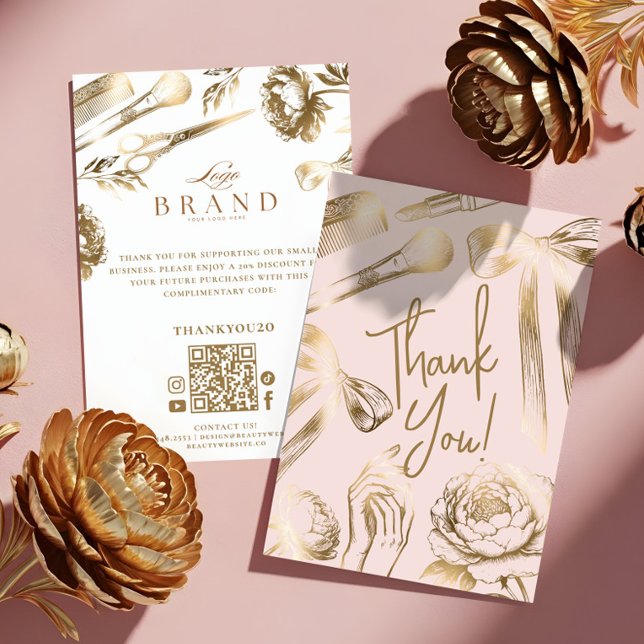 Luxury Gold Beauty Brand Thank You for Your Order Card (Luxury Gold Beauty Brand Thank You for Your Order)