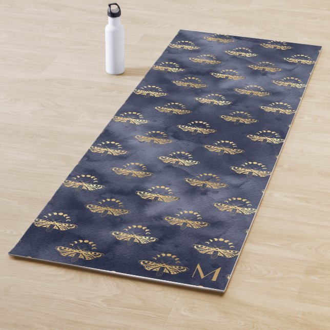 Luxury Gold Bee Navy Night Celestial celebration Yoga Mat (In Situ)