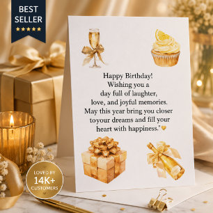 Luxury Gold Birthday Card for Her Elegant Happy